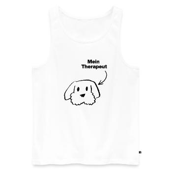 MEIN THERAPEUT: HUND! 🐶 DOGLOVER FELLNASEN HUNDE - Männer Premium Bio Tank Top - Weiß - Vorne - AI Model Male 178 light (178cm)