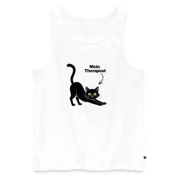 MON CHAT EST MON THÉRAPEUTE😻 CATLOVER NEZ POILU - Débardeur bio Premium Homme - blanc - Devant - AI Model Male 178 light (178cm)