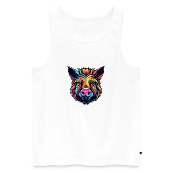 Neonfarbenes Wildschwein - Männer Premium Bio Tank Top - Weiß - Vorne - AI Model Male 178 light (178cm)