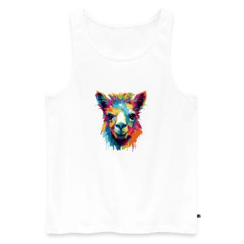 Llama Farbexplosion Popart - Männer Premium Bio Tank Top - Weiß - Vorne - AI Model Male 178 light (178cm)