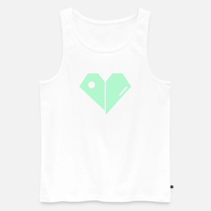 Mint Herz Split Minimalist - Männer Premium Bio Tank Top - Weiß