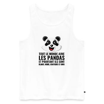 panda, diversité, amour - Débardeur bio Premium Homme - blanc - Devant - AI Model Male 178 light (178cm)