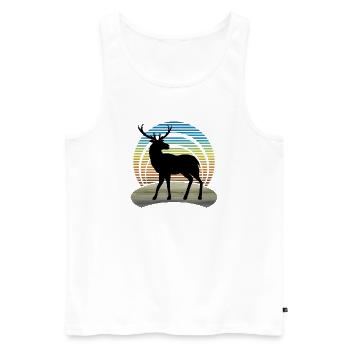 Hirsch - Männer Premium Bio Tank Top - Weiß - Vorne - Michal (187cm)