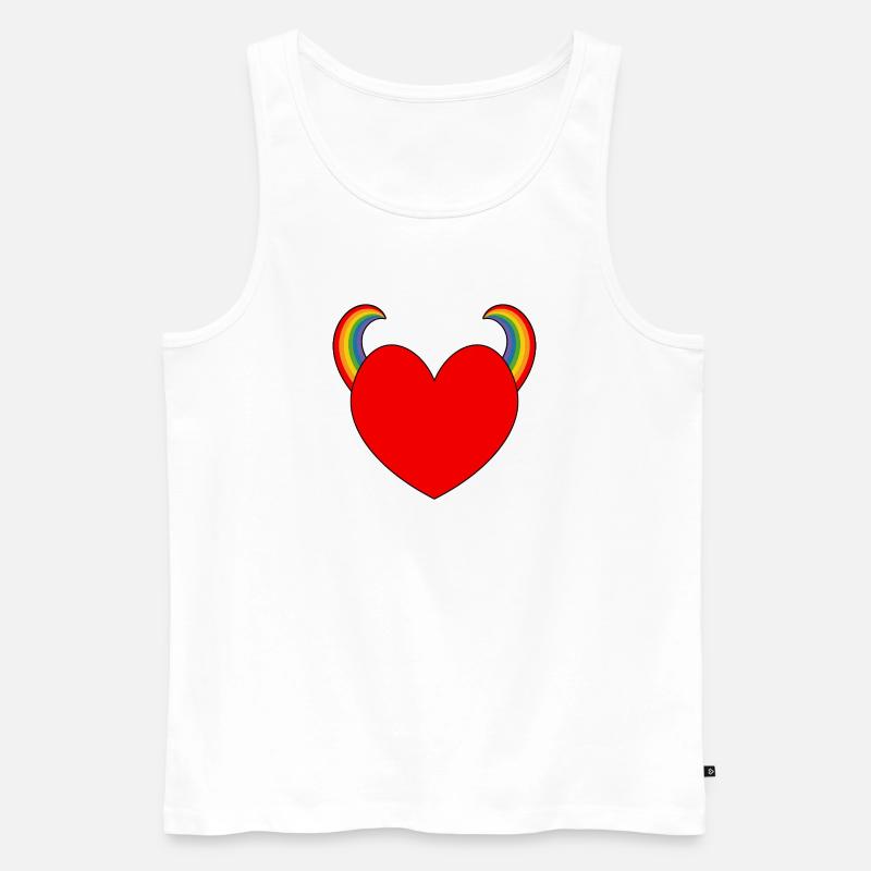 Rotes Herz mit Regenbogenhörnern - Männer Premium Bio Tank Top - Weiß