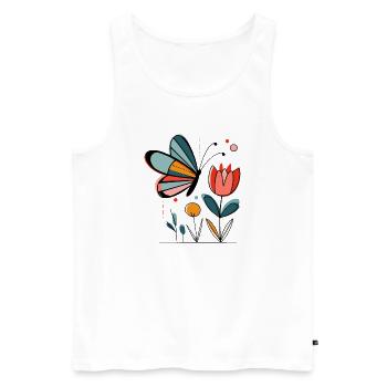 Papillon à motif printanier avec des fleurs - Débardeur bio Premium Homme - blanc - Devant - Michal (187cm)