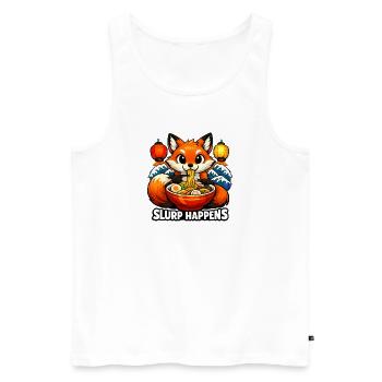 Fox Ramen Slurp Happens - Men's Premium Organic Tank Top - white - Front - Michal (187cm)