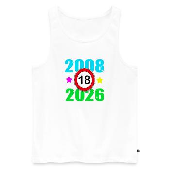 18e anniversaire 2026 - Débardeur bio Premium Homme - blanc - Devant - Michal (187cm)
