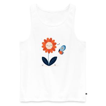 Fleur Rieuse avec Papillon - Débardeur bio Premium Homme - blanc - Devant - Michal (187cm)