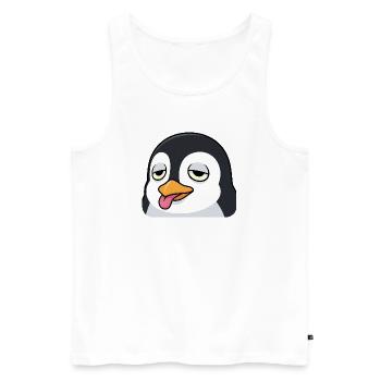 Funny Penguin Cartoon Annoyed Tongue Sticking Out - Men's Premium Organic Tank Top - white - Front - AI Model Male 178 light (178cm)