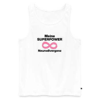 MEINE SUPERPOWER: NEURODIVERGENZ! ADHS ND POWER - Männer Premium Bio Tank Top - Weiß - Vorne - AI Model Male 178 light (178cm)
