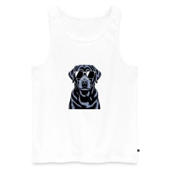 Schwarzer Labrador  - Männer Premium Bio Tank Top - Weiß - Vorne - Michal (187cm)