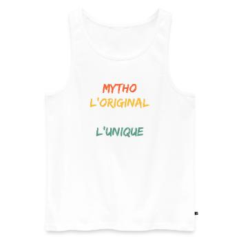 Mytho Original The True Unique - Men's Premium Organic Tank Top - white - Front - AI Model Male 178 light (178cm)