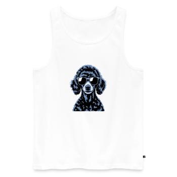 Caniche noir - Débardeur bio Premium Homme - blanc - Devant - AI Model Male 178 light (178cm)