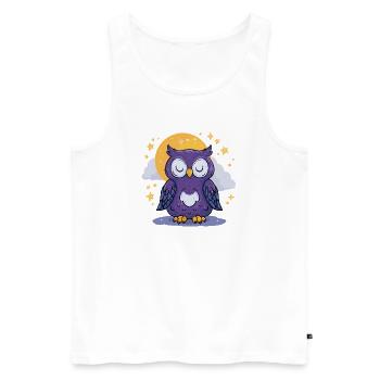 Moonlit Night Owl - Men's Premium Organic Tank Top - white - Front - AI Model Male 178 light (178cm)
