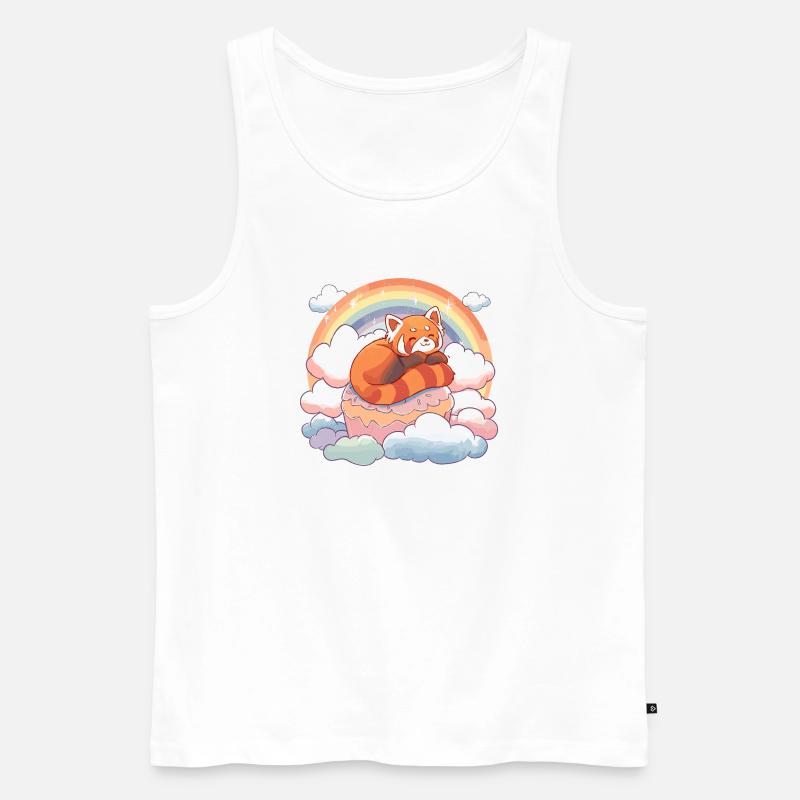 Red Panda in Rainbow Cloud Cake - Men's Premium Organic Tank Top - white