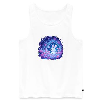 Mondschein Kaninchen im Rosenwald - Männer Premium Bio Tank Top - Weiß - Vorne - AI Model Male 178 light (178cm)