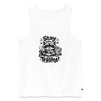 Stay Trashy Raccoon Doodle Motif - Men's Premium Organic Tank Top - white - Front - AI Model Male 178 light (178cm)