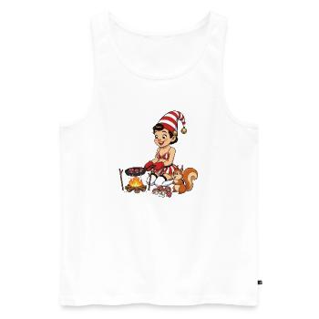Leprechaun girl bakes mushrooms - Men's Premium Organic Tank Top - white - Front - Michal (187cm)