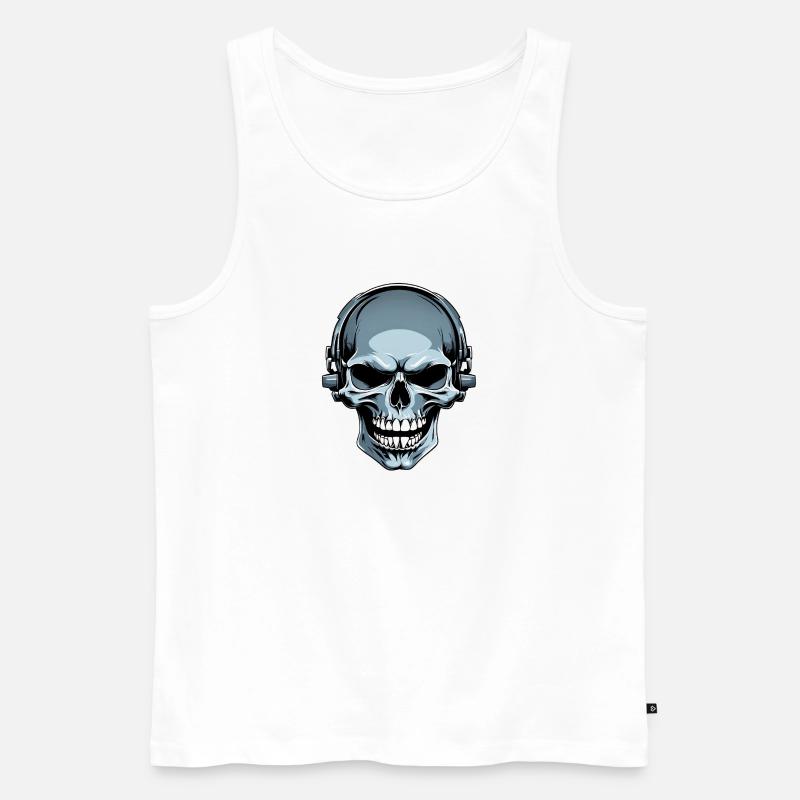 Schädel mit Kopfhörern Illustration - Männer Premium Bio Tank Top - Weiß