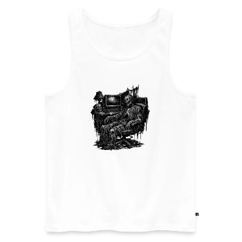 Monday morning in the office: Rotting on the laptop - Men's Premium Organic Tank Top - white - Front - AI Model Male 178 light (178cm)