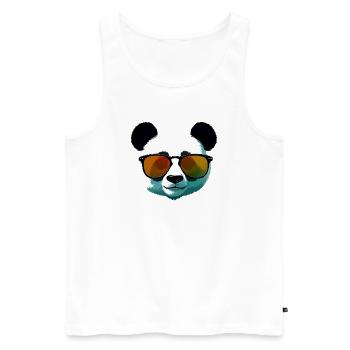 Dégradé de panda avec lunettes de soleil - Débardeur bio Premium Homme - blanc - Devant - AI Model Male 178 light (178cm)