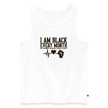 Je suis noir chaque mois battement de cœur Poing - Débardeur bio Premium Homme - blanc - Devant - AI Model Male 178 light (178cm)