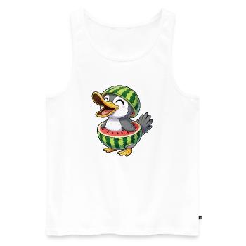 Cute Cartoon Duck Penguin Bird Melon Summer Joy - Men's Premium Organic Tank Top - white - Front - Michal (187cm)
