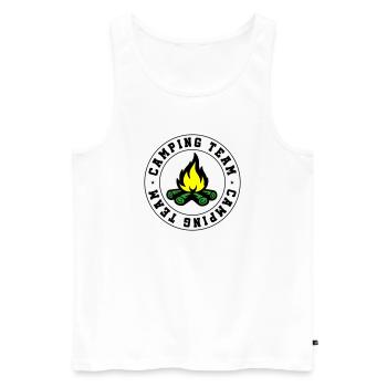 Camping Team Lagerfeuer - Männer Premium Bio Tank Top - Weiß - Vorne - AI Model Male 178 light (178cm)