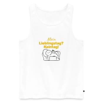 MEIN LIEBLINGSTAG? KEIN TAG!​ SPASS HUMOR SARKAST - Männer Premium Bio Tank Top - Weiß - Vorne - AI Model Male 178 light (178cm)