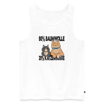 Chat propriétaire de chat, chat dit cadeau - Débardeur bio Premium Homme - blanc - Devant - Michal (187cm)