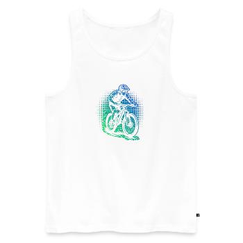 Mountainbike Liebe zum Anziehen - Männer Premium Bio Tank Top - Weiß - Vorne - Michal (187cm)