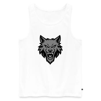 Wolf Kopf Logo - Männer Premium Bio Tank Top - Weiß - Vorne - AI Model Male 178 light (178cm)