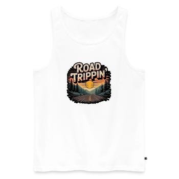 Road Trippin Retro Vintage Sunset Adventure - Men's Premium Organic Tank Top - white - Front - Michal (187cm)