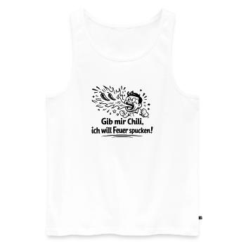 Fire Spitting Eating Chili - Men's Premium Organic Tank Top - white - Front - AI Model Male 178 light (178cm)
