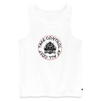 K3NZILAR Powerlift Emblem - Men's Premium Organic Tank Top - white - Front - AI Model Male 178 light (178cm)