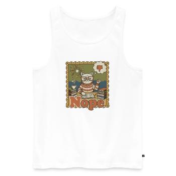 Nein Katze: Retro Nerd Schreibtischkunst - Männer Premium Bio Tank Top - Weiß - Vorne - AI Model Male 178 light (178cm)