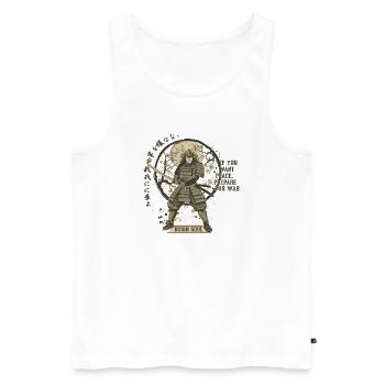 Samouraï de l’âme Bushi dans les Fleurs - Débardeur bio Premium Homme - blanc - Devant - AI Model Male 178 light (178cm)