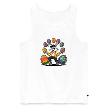 Lapin de Pâques avec des œufs colorés - Débardeur bio Premium Homme - blanc - Devant - AI Model Male 178 light (178cm)