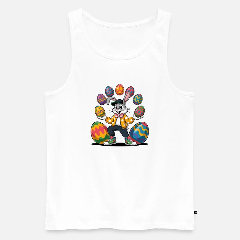 Osterhase mit bunten Eiern - Männer Premium Bio Tank Top - Weiß