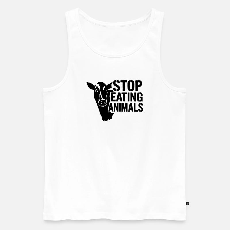 Stoppt Tierleid: Kein Fleisch - Männer Premium Bio Tank Top - Weiß