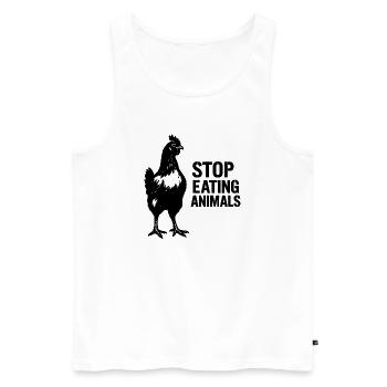 Vegan Raven Silhouette - Men's Premium Organic Tank Top - white - Front - Michal (187cm)