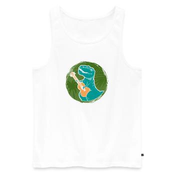 Hawaiian Ukulele Uke T-Rex - Men's Premium Organic Tank Top - white - Front - AI Model Male 178 light (178cm)