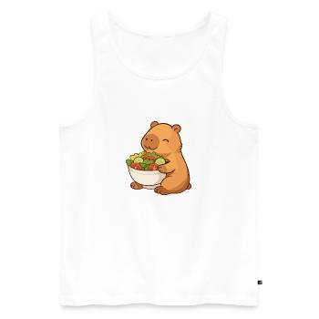 Capybara mit bunter Salatschüssel - Männer Premium Bio Tank Top - Weiß - Vorne - AI Model Male 178 light (178cm)