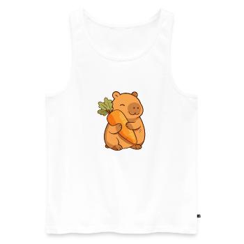 Capybara with carrot – relaxed & cute - Men's Premium Organic Tank Top - white - Front - AI Model Male 178 light (178cm)