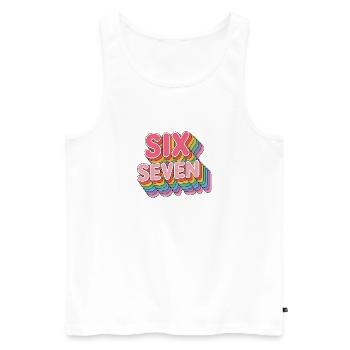 Six Seven 67 – lustige Gen Alpha Memes - Männer Premium Bio Tank Top - Weiß - Vorne - AI Model Male 178 light (178cm)