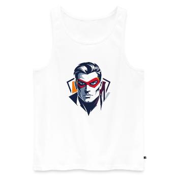 Héros Portrait Personnage de super-héros de la bande dessinée Red Mask - Débardeur bio Premium Homme - blanc - Devant - Michal (187cm)