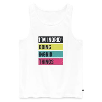 Ich bin Ingrid, mache Ingrid-Dinge Retro-Farben - Männer Premium Bio Tank Top - Weiß - Vorne - AI Model Male 178 light (178cm)