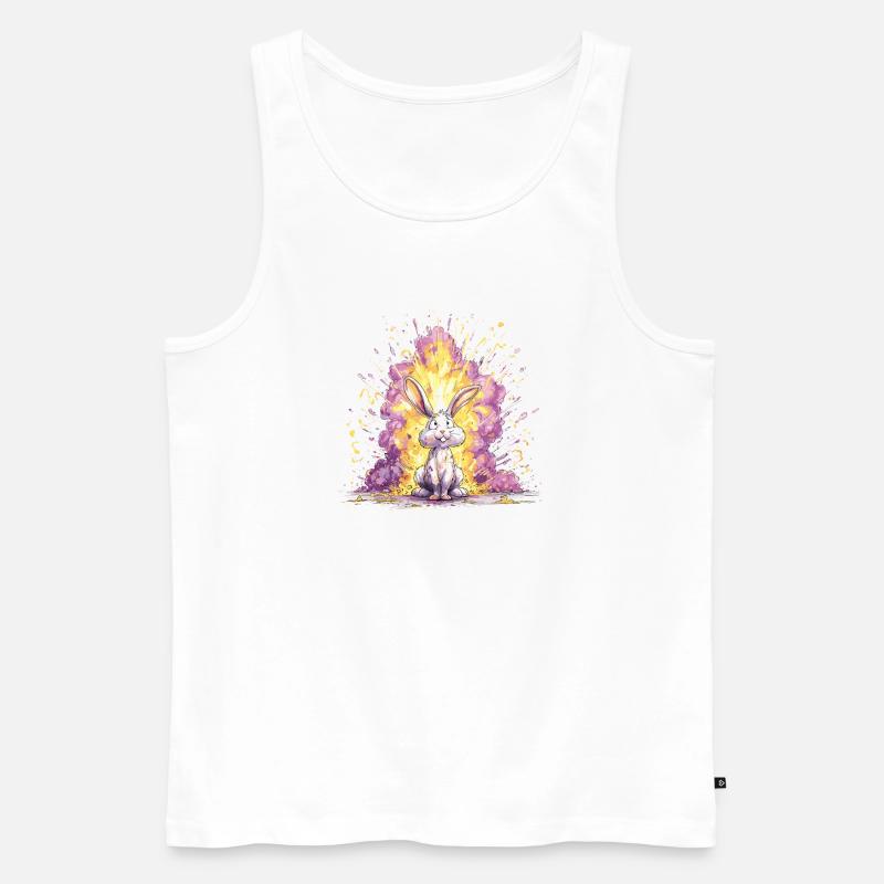 Farbexplosion Hase Illustration - Männer Premium Bio Tank Top - Weiß