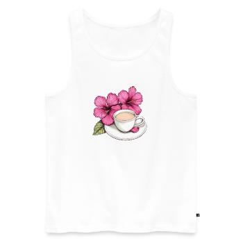 Hibiscus Coffee Mug Impression - Men's Premium Organic Tank Top - white - Front - AI Model Male 178 light (178cm)