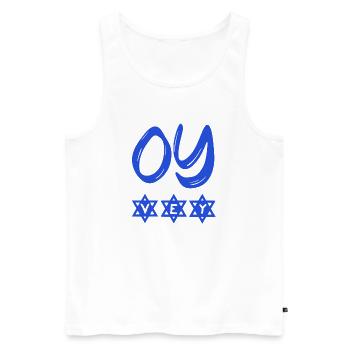 OY VEY funny Yiddish and Jewish sayings David Star - Men's Premium Organic Tank Top - white - Front - AI Model Male 178 light (178cm)